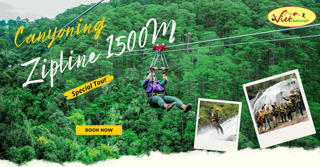 Tour Đu dây vượt thác và trải nghiệm Zipline 1500m