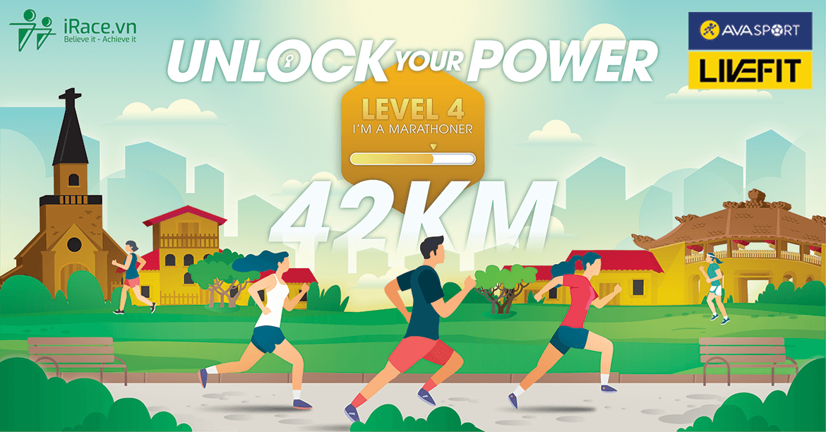 race banner unlock your power im a marathoner 42 km - Unlock Your Power - Sự kiện chạy bộ mở khóa giới hạn bản thân